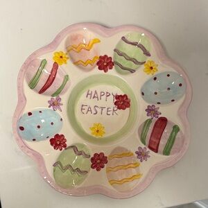 Easter Egg Ceramic Platter - Pink, Green, Blue